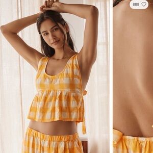 Orange Gingham Tie-Back Sleep Tank - Women